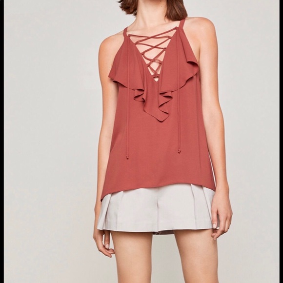 BCBGMAXAZRIA LACE-UP NECK CAMI, NWOT, size M - Picture 2 of 11